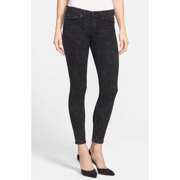 New Womens NWT Vince Dylan Skinny Ankle Jeans Black Floral 32 Gray Designer USA - Picture 1 of 8